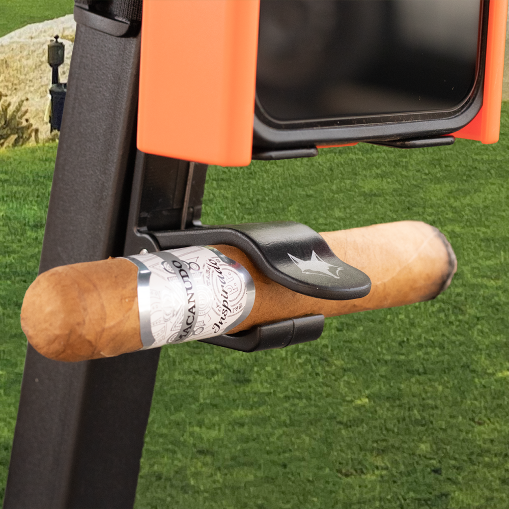 Phone Caddy with Cigar Holder Profile Close Up